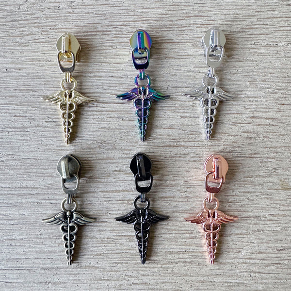 Caduceus Medical Symbol Zipper Pulls