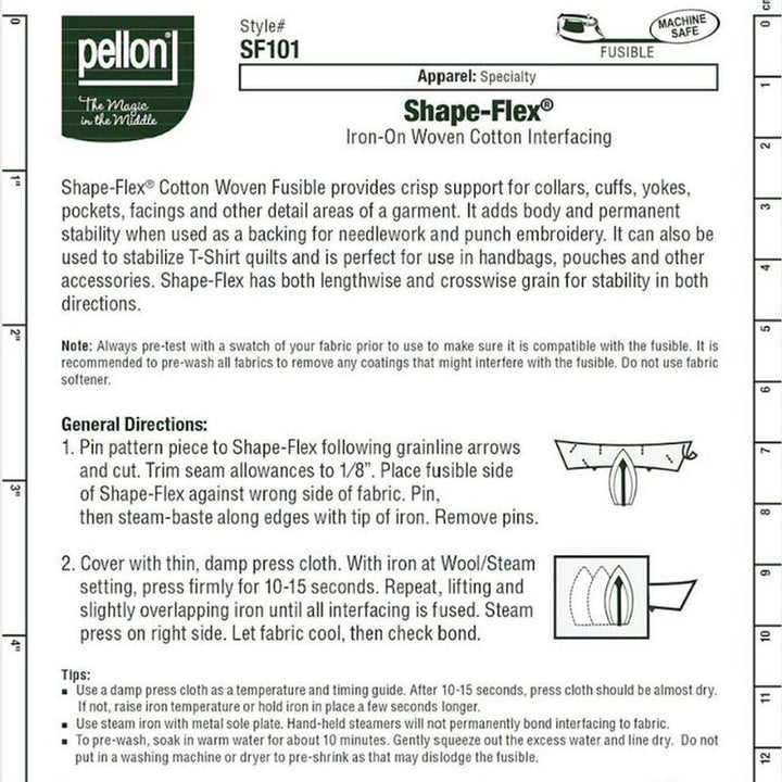 Pellon Shape Flex SF101 Fusible White Interfacing, 20 Wide – Bedazzled  Supplies